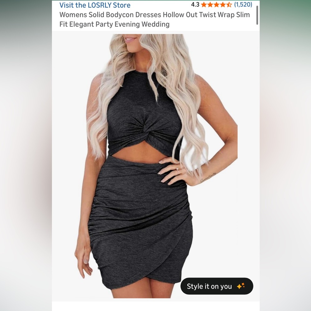 Black Twist Front Cutout Dress